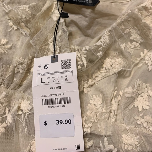 NWT Zara Off the Shoulder Lace Top - Picture 3 of 3